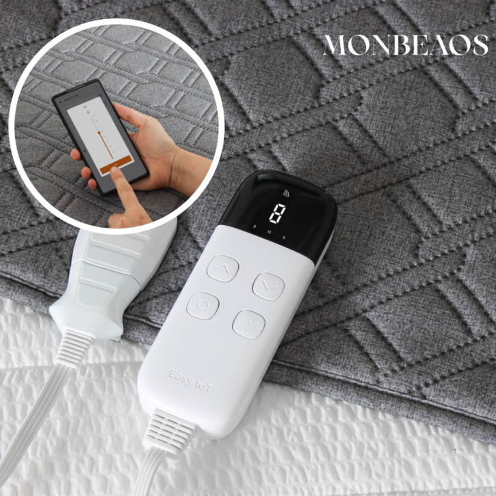 [전자파없는 25년 최신형] 몽비오스 국내생산 EMF 전자파없는 워셔블 초극세사 그래핀 탄소매트 IOT 스마트폰 연동 가능 3H한일온열기, 01.딥멜란지, 03.킹분리(160x200)