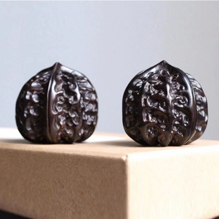 2pcs 손지압기 지압볼 마사지 호두돌리기 우드 마사지볼 혈액순환 손톱뜯기방지, 브라운, 1세트