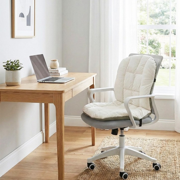 사무실 학교 학생 등받이 일체형 극세사 의자 방석