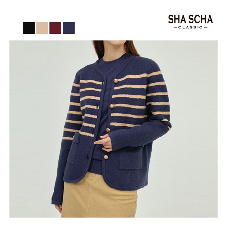 샤샤 홈쇼핑인기 스트라이프 가디건풀오버 2종