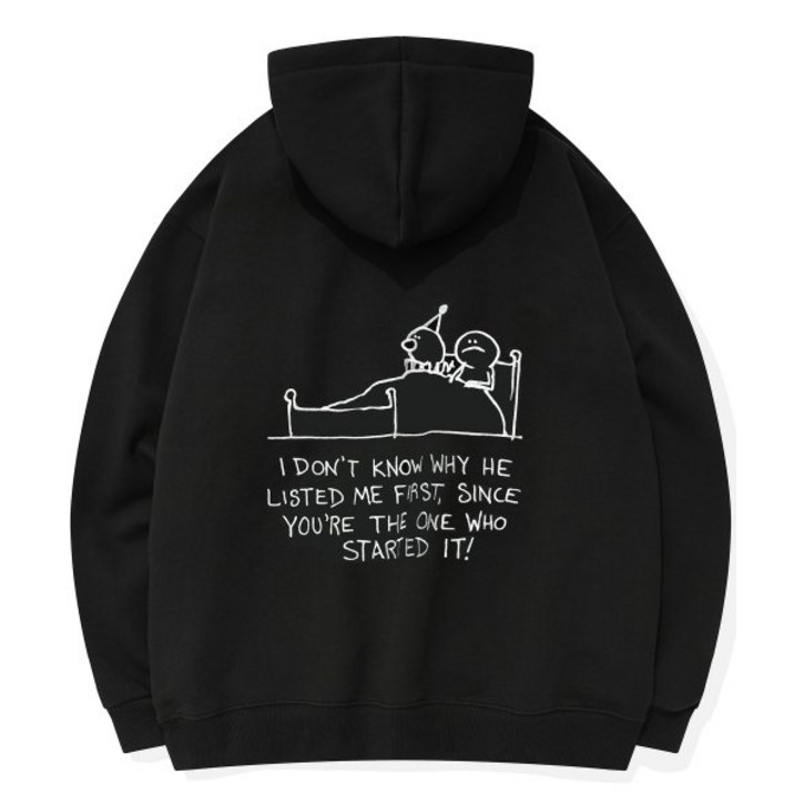 꼼파뇨 [기모] mmM 일러스트 타투 후드 헤비오버핏 블랙