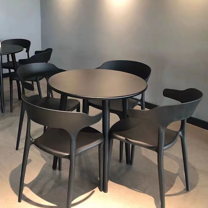 남쪽나무 테이블 의자세트 카페 4인용 휴게실 라운드 탁자, 4 의자 + 70cm 탄소 강철 원형 탁자