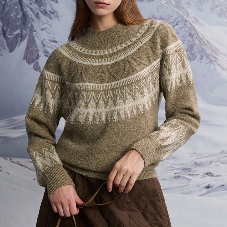 [꼬모노보]페루산 알파카 노르딕 헤어리 니트 2종 세트