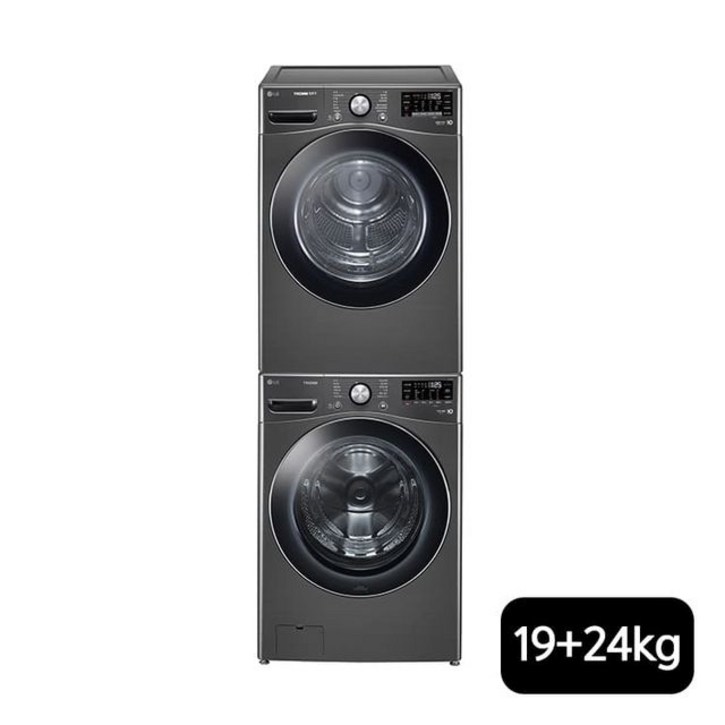 LG전자 LG 트롬 블랙 건조기 19kg(RH19KTAN)+24kg 세탁기(F24KDA/KDAP), 단일옵션 5