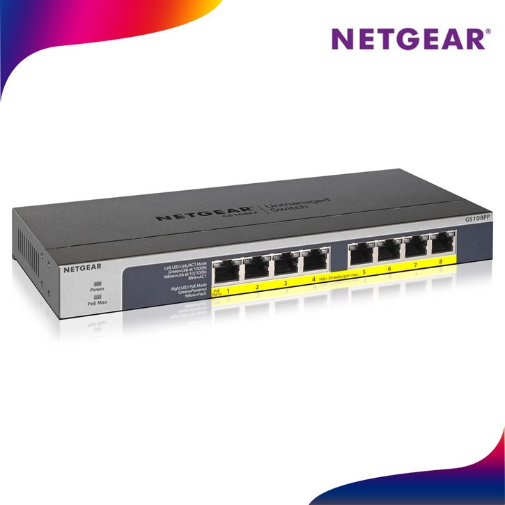 NETGEAR 넷기어 GS108PP 기가 8포트 PoE+스위칭허브 123W