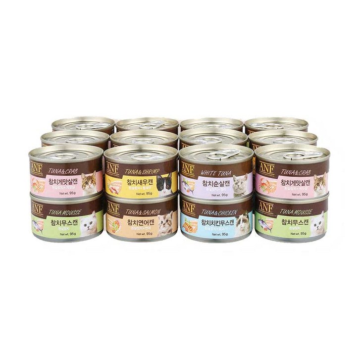 ANF 캣푸드 캔 6종콤보 95g x 24개 6종 각 4개씩 총24개 ANF 캣푸드 캔 6종콤보 95g x 24개 6종 각 4개씩 총24개