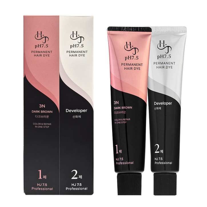HJ pH7.5 중성 전체 염색약 셀프 뿌리염색 흰머리 새치커버 저자극 염모제