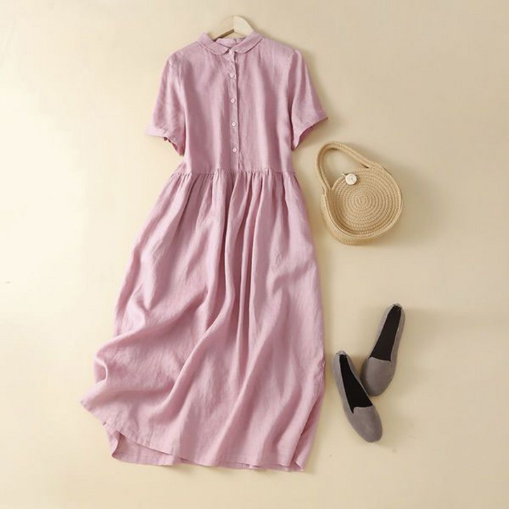 JXKB 여성 린넨 원피스 오버핏 a라인 캐주얼 여자 봄 여름 가을 반팔 롱원피스 신상 linen dress women XK0128