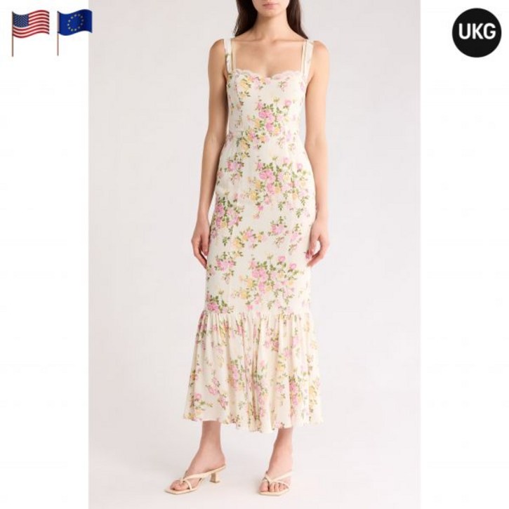 리포메이션 이리사 플로랄 트럼펫 원피스 포지 여성