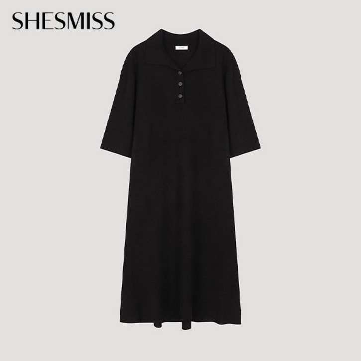 쉬즈미스 울 블렌드 카라형 니트 원피스KOPO32010BK 2208058