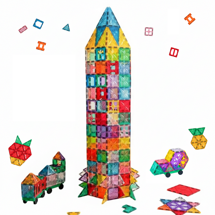 맥킹덤 맥타일즈 자석 블럭 교구 타일 보관함 유아 어린이 장난감, 혼합색상, 100피스