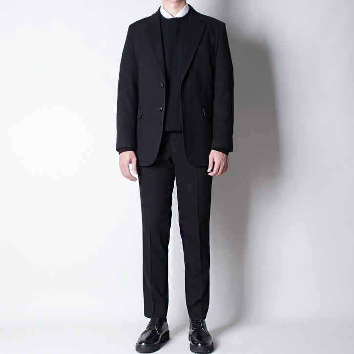 디아웃핏 남성 겨울 울 정장세트 히든 밴딩 수트 캐주얼 기모 면접 결혼식
