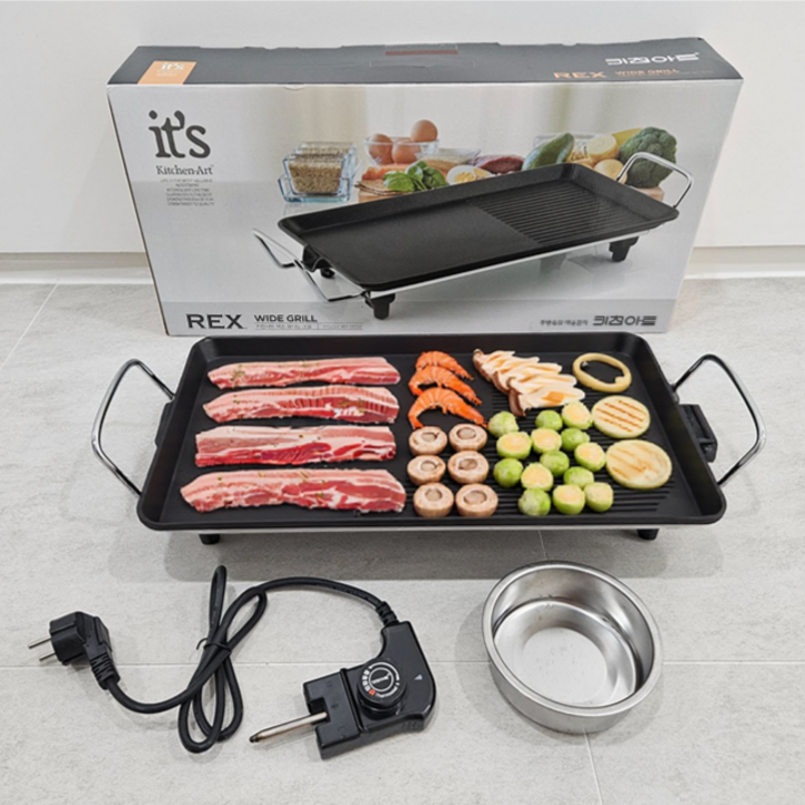 키친아트 전기그릴 논스틱 와이드형 고기판