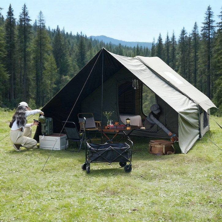 에어 텐트 패밀리 럭셔리 에어 캠핑 텐트 야외 캠핑 에어 텐트, 78인용 넉넉한 용량으로 빠른 설치, 사계절 이용, 오버사이즈 천장, 캠핑 및 야외 탐험에 적합, 58, 녹색