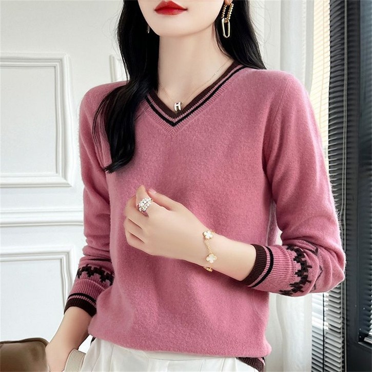 TKX 여성 v넥니트 스웨터 가을 겨울 간절기 데일리룩 오버클래식 편안한룩 K37