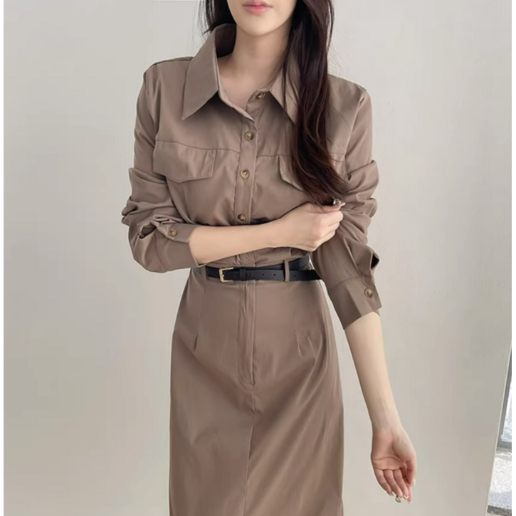 리스트 셔츠 벨트 봄 가을 간절기 에이치 하객룩 오피스룩 원피스 TS491