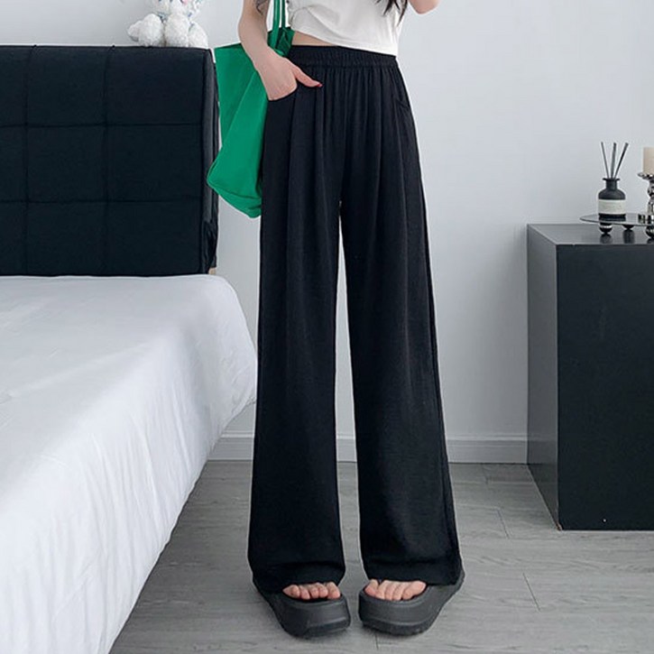 나블리박스 여성 찰랑 와이드 팬츠 밴딩 여름바지