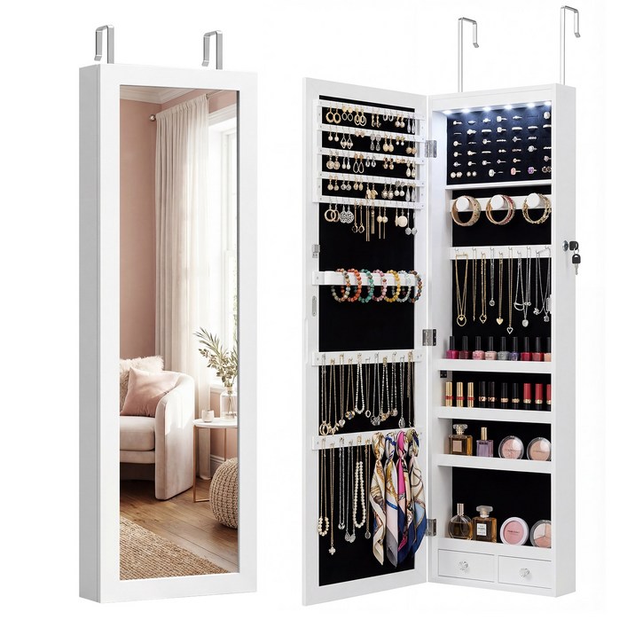 안토크 문걸이 전신거울 액세서리 캐비닛 주얼리 정리 수납함 목걸이 반지 보석 수납장 진열대