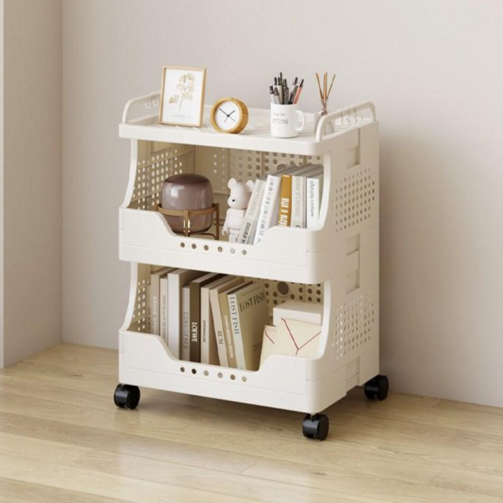 라보토리 이동식 틈새 접이식 수납 정리함 트롤리, 3단, 화이트A