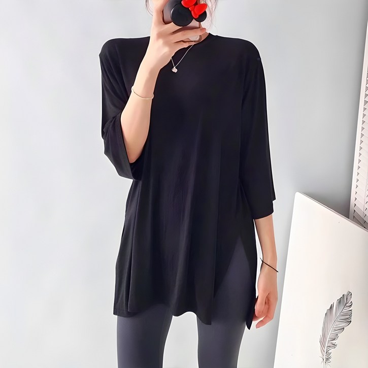 트임 찰랑 롱티 보들보들 빅사이즈 오버핏 레이온스판 티