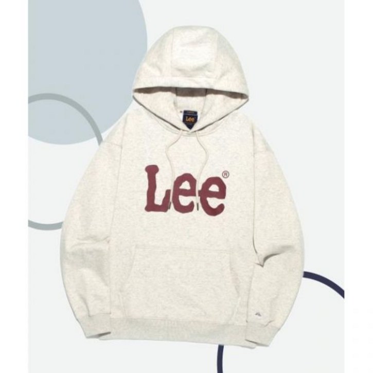 국내매장정품 리 LEE 빅 트위치 로고 후드 티셔츠 오트밀 LE2503HD01OT 118159