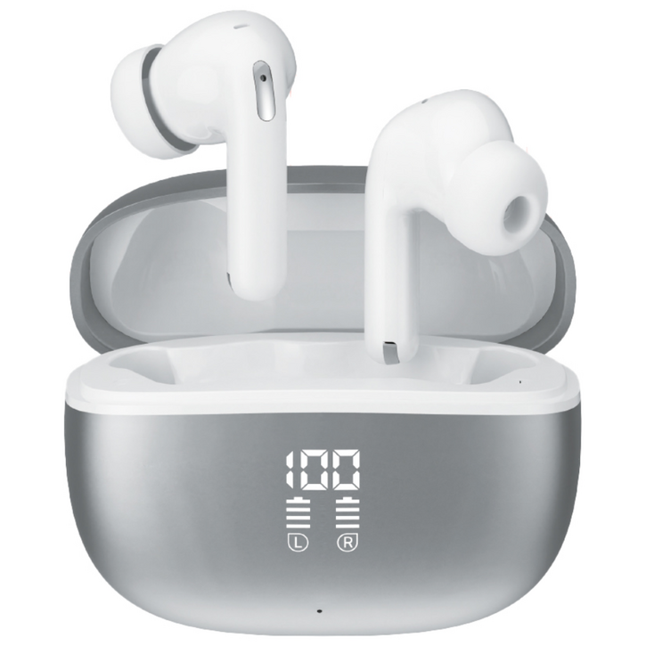 아이리버 ANC ENC 듀얼 노이즈캔슬링 무선 블루투스 6.0 커널형 이어폰 오토 페어링 C타입 충전 LED 디스플레이, 그레이, IB-TX3