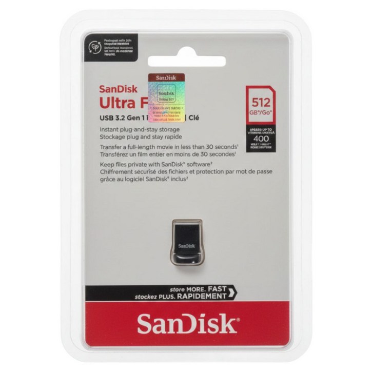 샌디스크 울트라핏 USB 3.2 Gen1 전송속도 400MBs이상 512GB, 1개, 512GB
