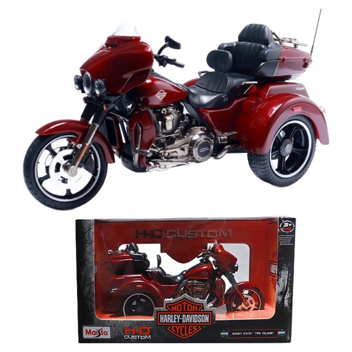 마이스토 할리데이비슨 오토바이 트라이크 2021 CVO Tri GLIDE 완구 1:12, 레드, 1개