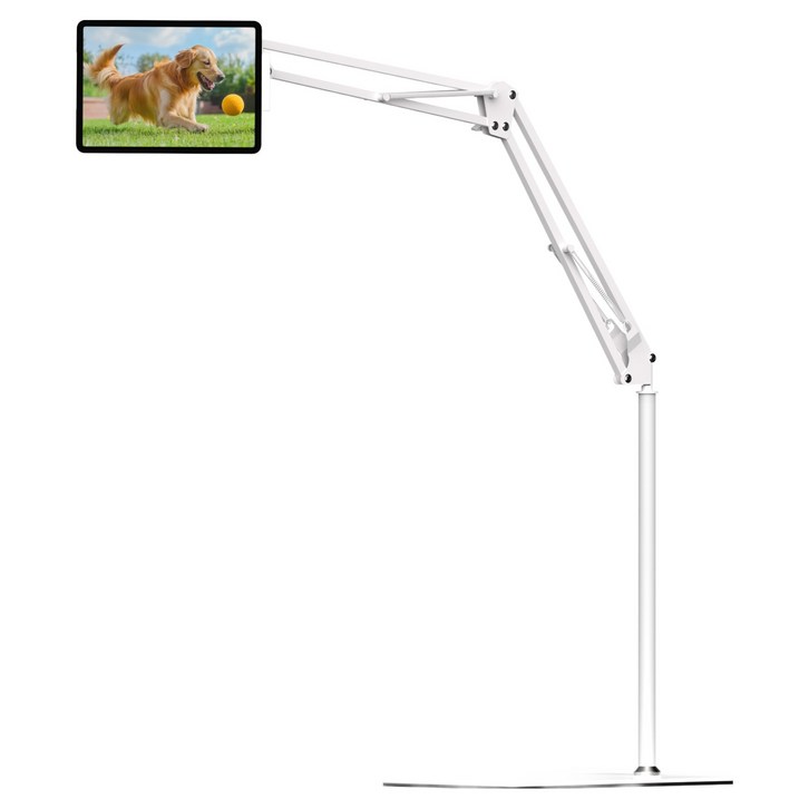 제이원 탄소강 접이식 자바라 스탠드 탭 패드 태블릿 스마트폰 침대 거치대 대형 155cm, 화이트, 1세트, JWSTND100