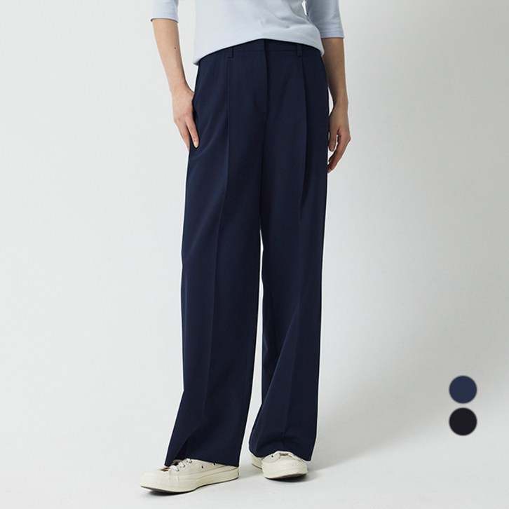 JAJU자주 여성용 원턱 와이드 슬랙스