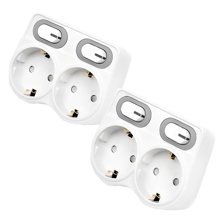 에코파워탭 LED L자 멀티탭 2구 EPML402L, 9.1cm, 화이트, 2개