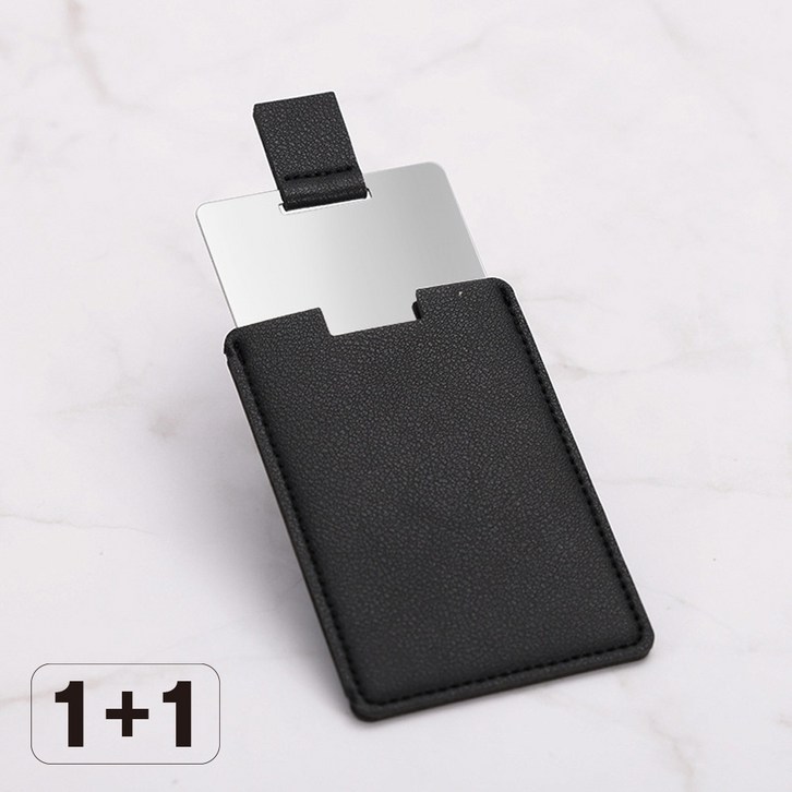 미러벨 카드지갑형 휴대용 손거울 1+1, #블랙, 2개
