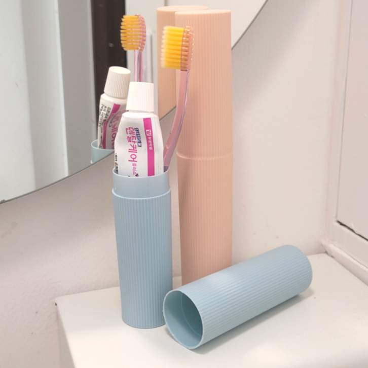 에스픽 슬림핏 여행용 휴대용 치약 칫솔 케이스 칫솔통, 슬림핑크블루, 1세트