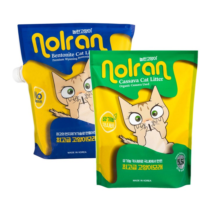 놀란고양이 카사바모래 5.5L + 벤토나이트 6kg, 벤토나이트6kg+카사바5.5L