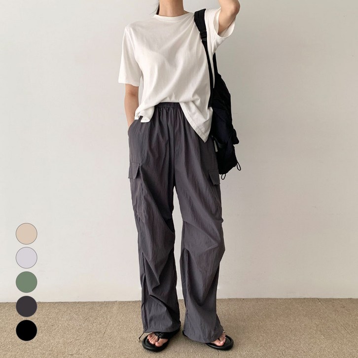 순이 S.남여공용 에어 쿨 카고 스트링 와이드 팬츠