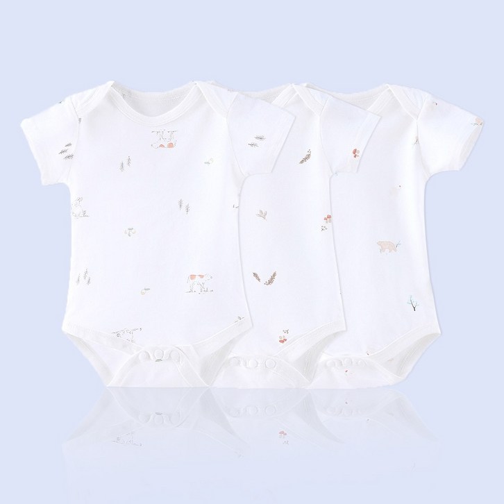 Miracle baby 신생아 스냅 여름반팔 바디슈트 3개입