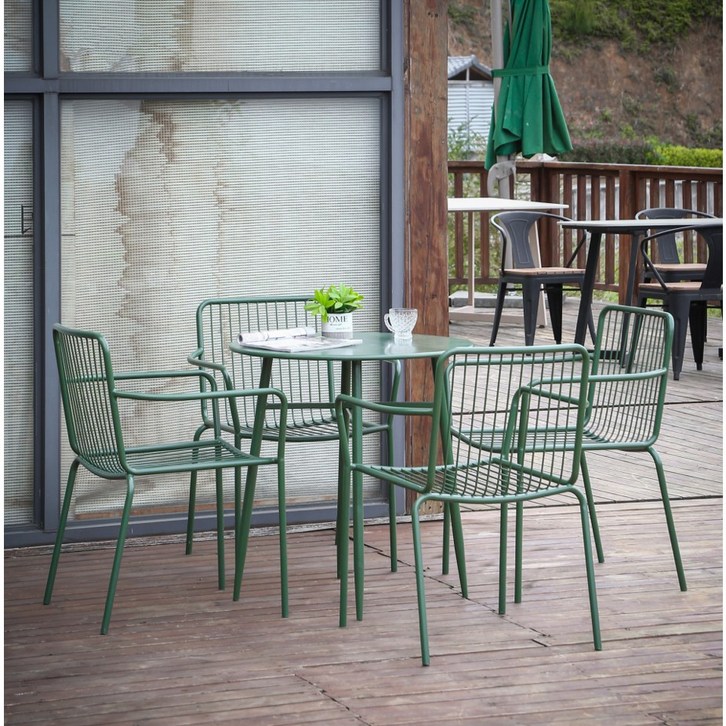 야외 테이블 세트 카페 테라스 의자 야외용 베란다 정원 철제 원형 마당 옥상 티테이블
