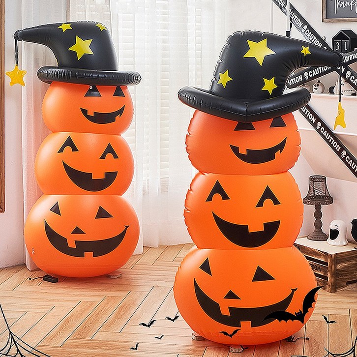 파티앤온 할로윈 오뚝이 대형 에어벌룬 튜브 스탠딩풍선 장식, 2개, 호박
