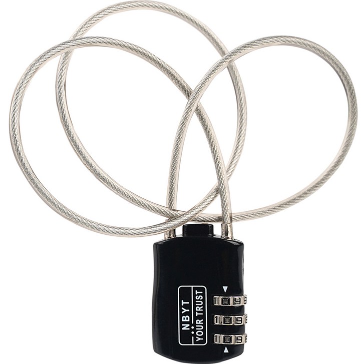 여행용자물쇠 위드 와이어 로프 맹꽁이 자물쇠 블랙 DB201_60