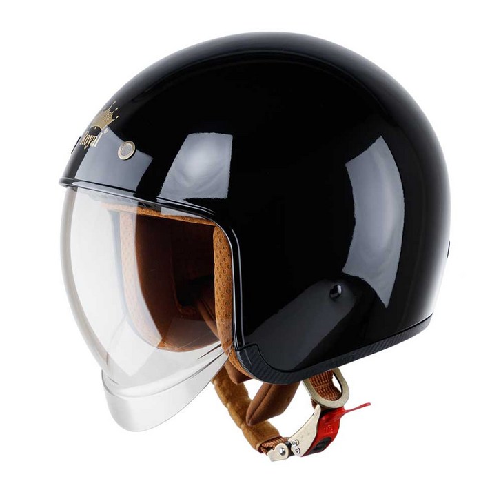 [해외출고] 로얄 M139 클래식 오픈페이스 헬멧 레트로 오토바이 바이크 스쿠터 헬멧, 블랙(유광)