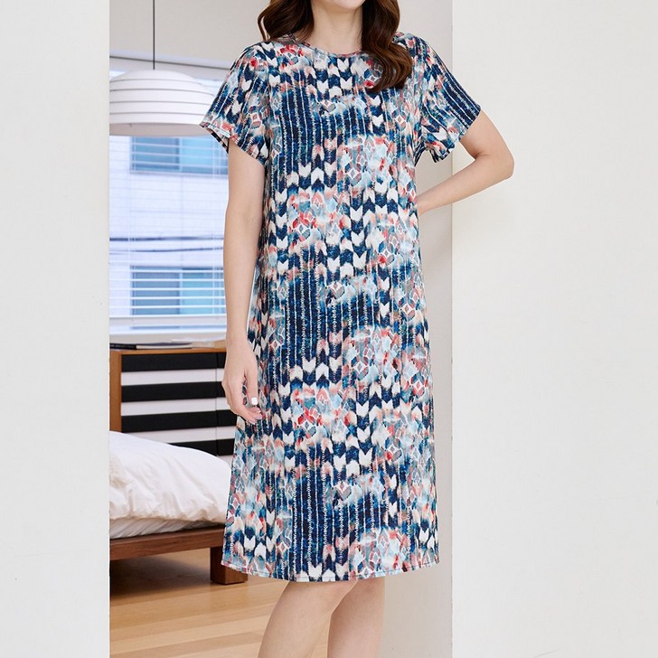 엘클로 여성 여름 인견 데일리 폴라 소매 원피스패턴