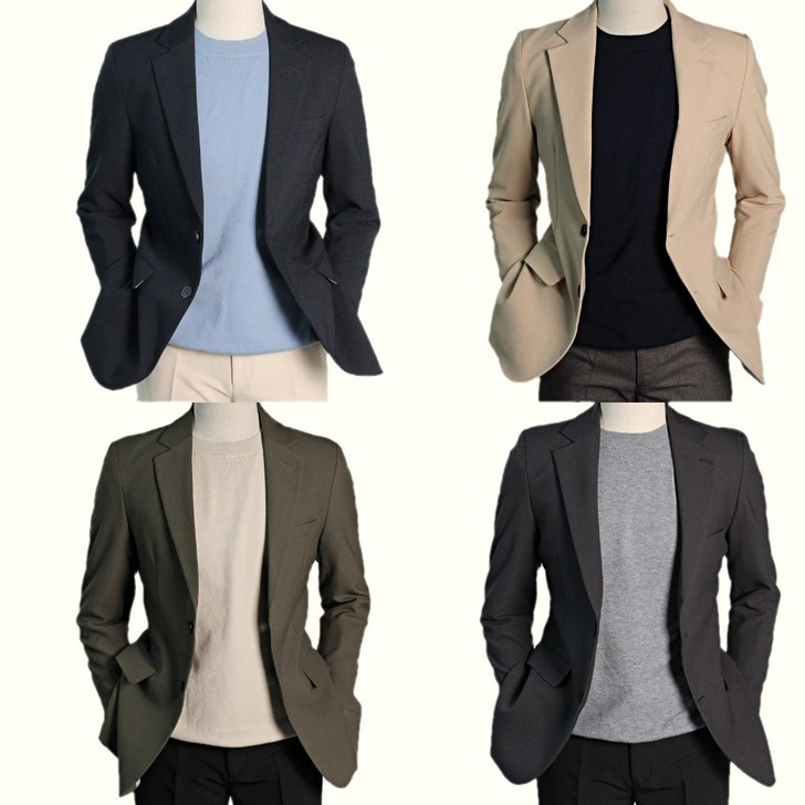 브랜드라인 구김적은 스판 봄 가을 사계절 남자 콤비 정장 자켓 마이