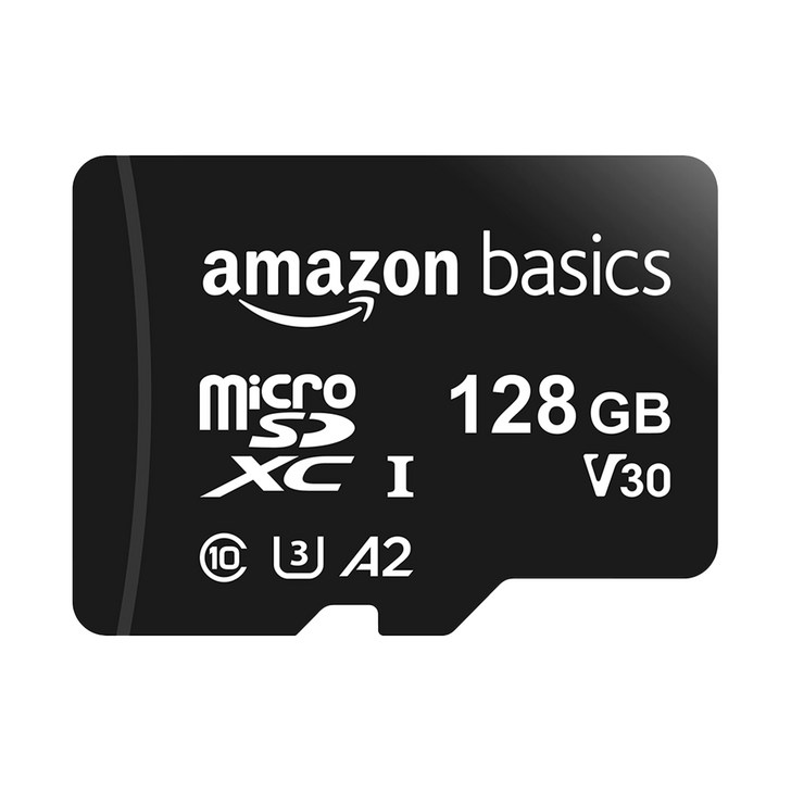 Amazon microSDXC 128GB A2 U3 100MBs 기본 메모리 카드 풀 사이즈 어댑터 포함 읽기
