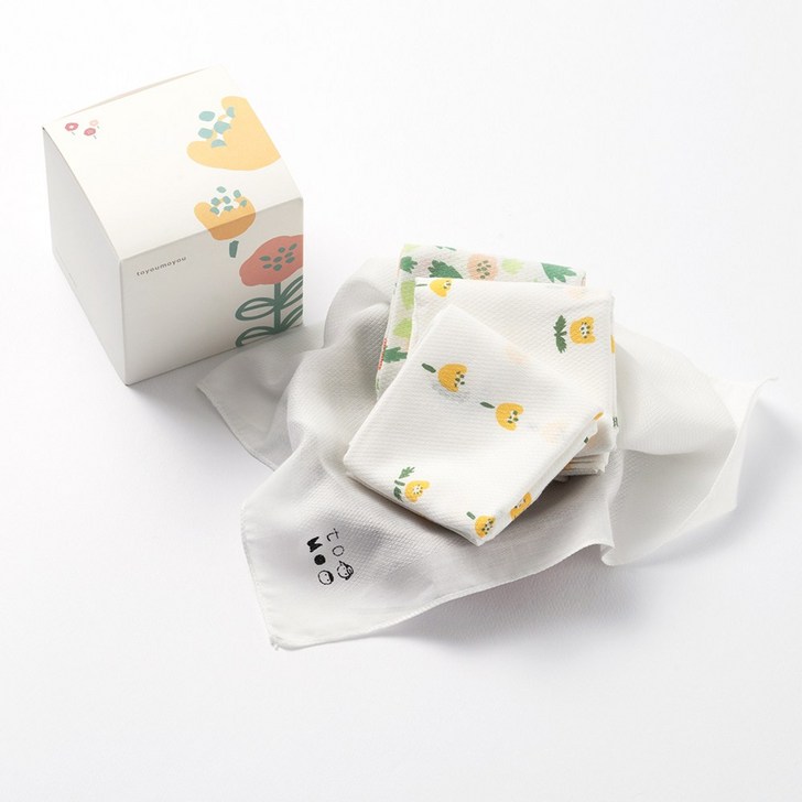 투유모유 신생아 아기손수건 밤부 순면 가제 노란꽃 손수건 혼합10장 세트