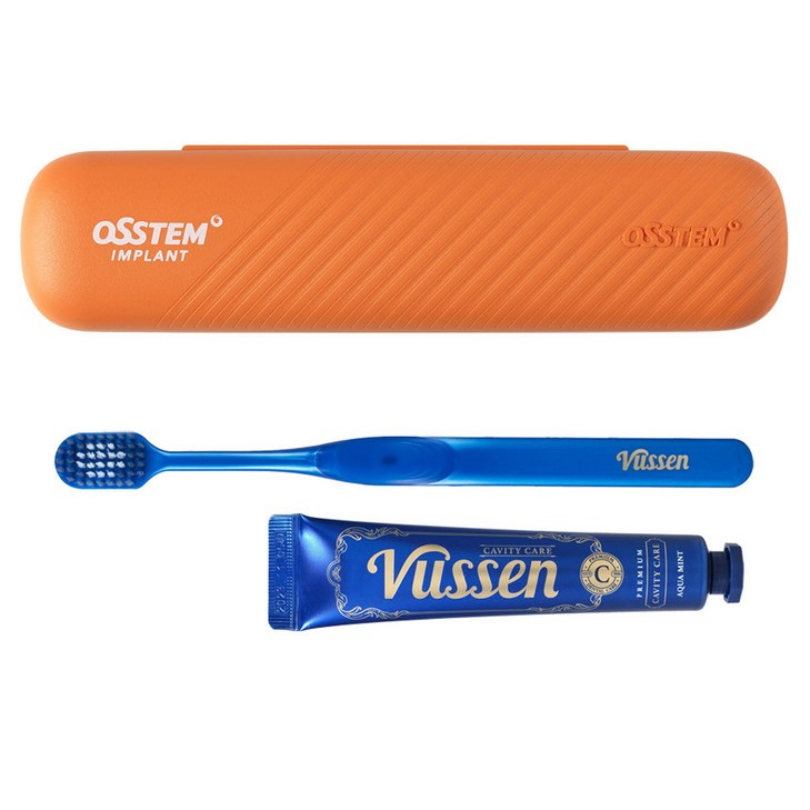 오스템 여행 휴대용 양치키트 뷰센 C 충치케어 치약 40g  칫솔 세트, 1세트