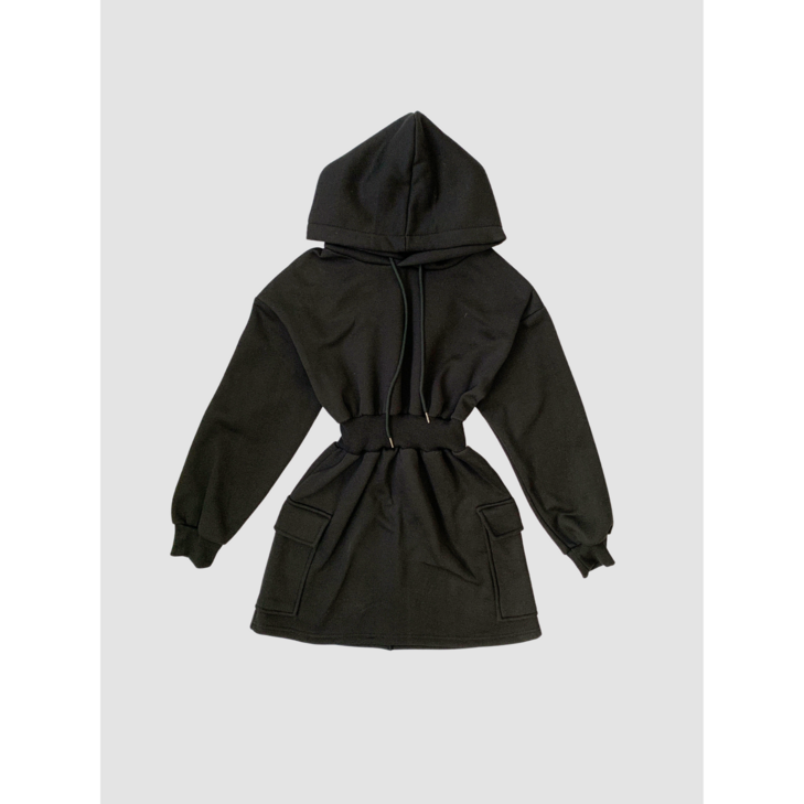 아라스 허리밴딩 기모안감 코튼 후드 카고 미니원피스