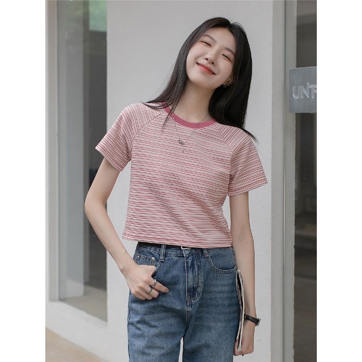 스트라이프티 드온도 반팔티 엠보