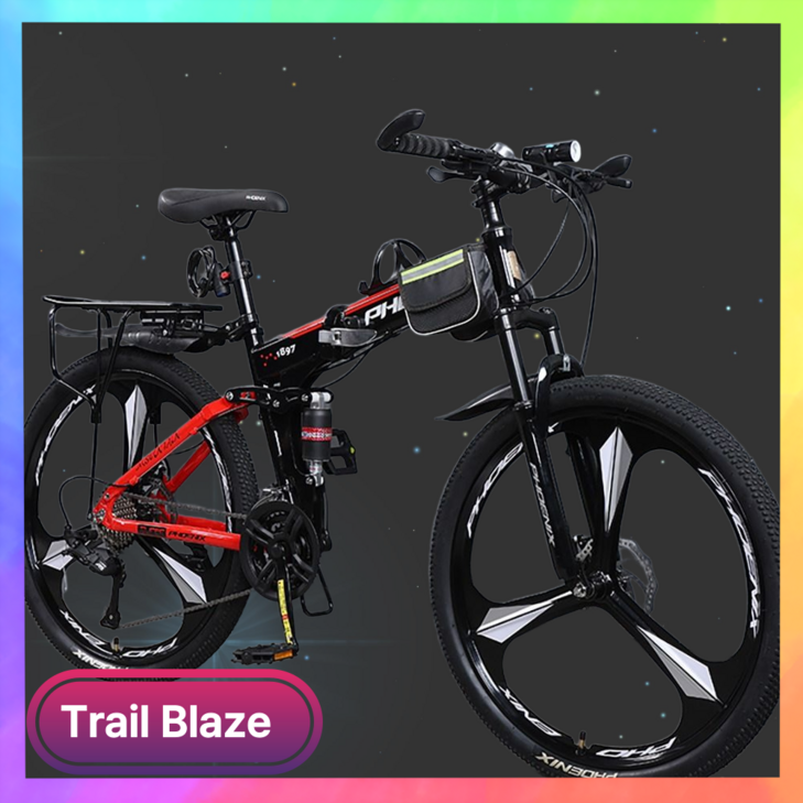 트레일블레이즈 고성능 픽시 하이브리드 트렉 미니벨로 로드 산악 스캇 실내 MTB 자전거, 1개, 1cm, 블랙레드 X 27인치 X 27단 X 10스포크