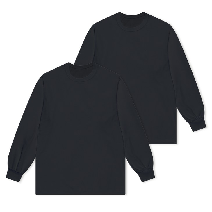남녀공용 코튼 무지 라운드 긴팔 티셔츠 2장세트