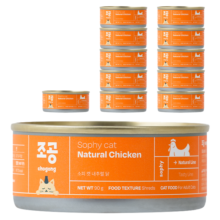 조공 어덜트 소피 캣 내추럴 습식캔, 닭, 90g, 12개